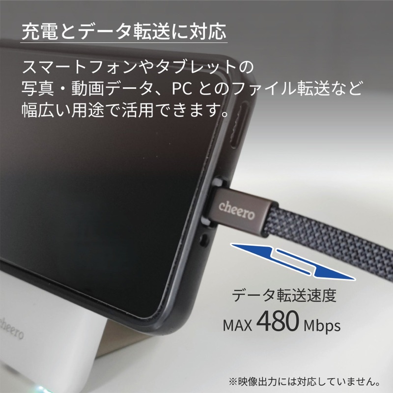 cheero USB-C to C Ultra Slim Cable 240W